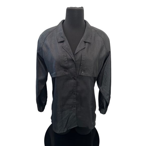 DIANE VON FURSTENBERG Vintage Black Button-Up Blouse Minimalist Shirt | Size 8 - Picture 2 of 6